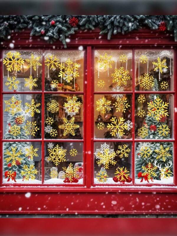 1 pieza de 29 pegatinas de copos de nieve, pegatina de cristal estática de copos de nieve blancos - para fiesta de vacaciones, regalo, tarjeta, bolsa, pegatina DIY de copos de nieve de invierno; pegatina de ventana de copos de nieve navideños; decoraciones navideñas; decoración de fondo de puerta de invierno; pegatina de cristal estática de copos de nieve blancos; decoraciones navideñas