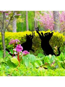 1 szt. Urocza sylwetka kota - trwała stal, dekoracyjna statua na zewnątrz dla miłośników zwierząt domowych - idealna do ogrodu, trawnika