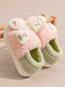 Pantuflas con suela gruesa unisex para niños, pantuflas cómodas para interiores para otoño/invierno, pantuflas de pareja cálidas y lindas con forro de felpa