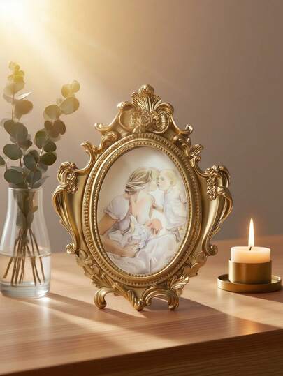 1个复古欧式金色树脂相框，复古家居装饰，可用作支架、电视柜、客厅、卧室装饰，是生日、乔迁或毕业礼物的完美之选。