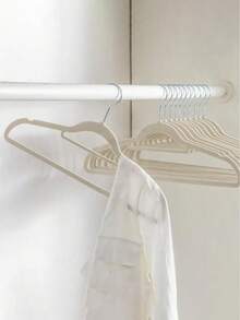 1pc/10pcs/20pcs White, Pink, Black, Gray Plush Clothes Hangers For Home Use, No Trace, Anti-Shoulder Corner, Anti-Slip, Can't Lift Bags, Clothes Drying Support, Organizer, Dry And Wet Dual-Use (Slight Color Difference Defects Do Not Affect Use)