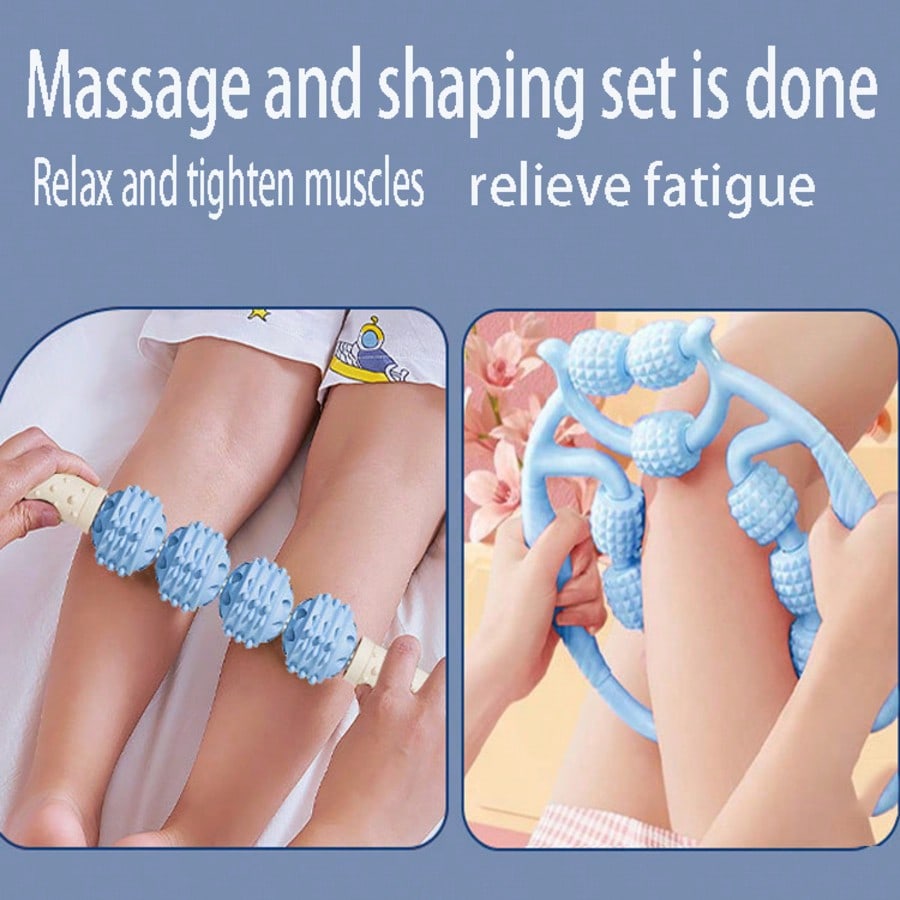 Set de 3 rodillos de masaje para piernas, incluye masajeador de piernas circular de 9 ruedas, relajación muscular, masaje de meridianos, rodillo de a