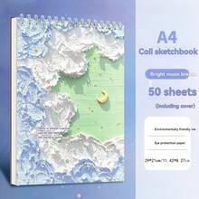 1pc 50 Sheets/Book A4 Oil Painting Style Sketchbook, Blank Drawing Paper For Art Students, Sketch Pad For Painting, Drawing, Doodling