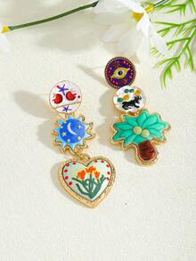 Bộ 4 khuyên tai hình cây cọ và hoa bằng nhựa, khuyên tai và vòng cổ hình hoa cổ điển Bohemian, vòng cổ mặt dây chuyền bằng nhựa nhiều màu, phù hợp cho trang phục hàng ngày, kỳ nghỉ, tiệc tối, trang sức thanh lịch của phụ nữ (Vị trí mặt dây chuyền ngẫu nhiên) - nhiều màu - Xem 16