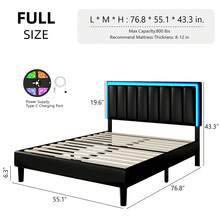 Twin / Full/ Queen/ King Size Bed Frame With LED Light, Upholstered Bed Frame With Headboard, No Box Spring Needed, Easy Assembly, White/ Pink/ Black, Twin / Full/ Queen/ King ( USB LED Strip) - màu đen - Xem 8