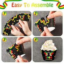 MMumufy 96 Pieces Juneteenth Cupcake Toppers Wrappers Happy Juneteenth Cupcake Decorations Freedom Independence Day Cake Topper Wrappers For  Month Freedom Day Party Decorations Supplies10 - Multicolored - View 4