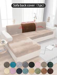 1pc Black Silver Fox Velvet Stretch Sofa Seat Cushion Cover, Classic Minimalist Solid Color Dust-Proof Decorative Protective Slipcover, Suitable For Hotel, Bedroom, Living Room, Camel, Light Gray, Dark Gray, Autumn Decor, Room Decor, Back To School, School Supplies