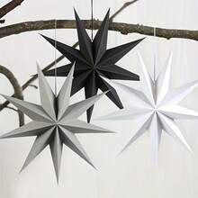 3pcs Christmas Star Decorations - Elegant Hanging Ornaments, Lightweight Paper Stars In Multiple Colors - Suitable For Indoor, Outdoor Trees, Windows, Party Decor - No Electricity Needed - Easy Hook Design - Classic Christmas Tree Decor & Accessories, Holiday Home Furnishing Accents, Minimalist Star Shape, Durable Handmade Items, Display Window Decor