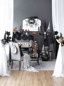 4.3x4x26.8" Fabric Sitting Black Gnome With Broomstick&Long Legs, For Halloween Decor