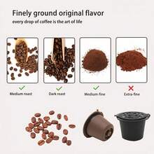 5 piezas Cápsula de café reutilizable, Colador de café. Incluye un cepillo + cuchara. El filtro está hecho de acero inoxidable 304 y el Body de la taza está hecho de PP. Compatible con cápsulas (ver imagen para modelos específicos). Adecuado para uso doméstico, oficina y camping al aire libre. Accesorios esenciales para el café.