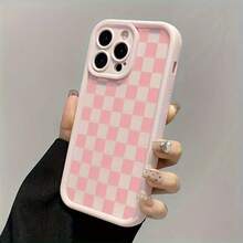Funda de Teléfono Moderna y Elegante [Funda Antigolpes Todo Incluido para ] Gaozhu Patrón de Cuadros Rosados TPU Antigolpes Funda Protectora de Precisión Todo Incluido para Apple  6/7/8/X/Xs/Xr/Xs Max/11/12/13/14/15/16Pro Max Fundas Protectoras de Diseñador Lindas y Femeninas para Mujeres - 1 pieza - Ver 6