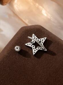 1 chiếc nhẫn rốn đính đá Cubic Zirconia hình ngôi sao thanh lịch, dành cho phụ nữ hàng ngày, tiệc tùng, trang sức cơ thể - Bạc - Xem 4