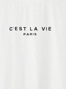 Minimalist Casual Shirt  Paris Graphic Short Sleeve Tee-Unisex Loose - Fit Comfortable Vintage Street - Style Cotton T - Shirt Top - 白色 - 查看 4