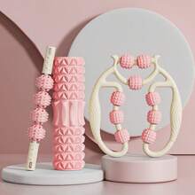 Set de 3 piezas Masajeador de piernas con 9 ruedas, rodillo para aliviar los músculos, desbloquear meridianos, amasar y relajar, equipo de fitness, columna de yoga de espuma, rodillo de fitness, rodillo de yoga, equipo de masaje, rodillo de masaje de fitness, eje hueco de EVA, eje de espuma de fitness, equipo de adelgazamiento de piernas de yoga, equipo de pérdida de peso