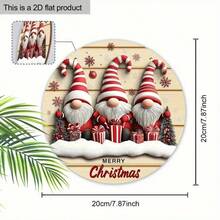 2D Flat, 19.99cm Artificial Regenerated Wood Christmas Elf Wall Decor - 3 Christmas Gnomes, Poinsettia & Snowflake Pattern, Merry Christmas Text, Classic Holiday Home Decor, Indoor/Outdoor, Rustic Christmas Decoration, Handmade Craft, 2D Flat Christmas Decorations Room Decor