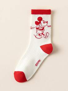 Disney 1/5双迪士尼官方女士袜子，刺绣米奇老鼠礼品袜，卡通刺绣袜，动画人物袜，男女通用趣味袜，迪士尼袜子 - 彩色 - 查看 9