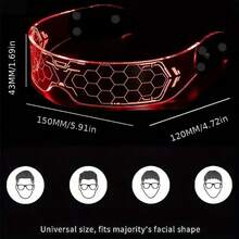 1 Pair Cyberpunk Style LED Luminous Glasses - 7 Color Modes, Hexagonal Lenses, Glowing Party Goggles Suitable For Cosplay, Dance Performance And Holiday Events, Costume Accessories. Futuristic Appearance Glasses For Ladies, Suitable For Night Out, Music Bar, KTV, Birthday Party - Flat Top Design, Integrated Luminous Lenses, Party Decorations, Group Photography, Party Props. - Multicolor - View 4