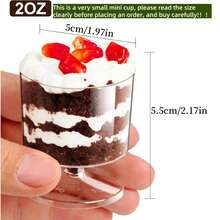 10~50个 2盎司或5盎司迷你甜点杯，透明葡萄酒杯，迷你冰淇淋蛋糕甜点杯，泡芙开胃菜杯，慕斯杯，蛋糕模具，适用于派对、婚礼、生日品尝杯 - 無色 - 查看 11