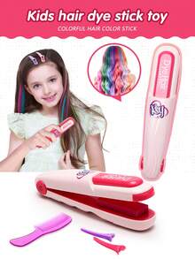 Hairdresser Toys, Dress Up Accessory Toys, DIY Hair Accessories Set, Girls Hairstyle Set, Hair Dye Stick, Hair Clips, Comb, Children Stylist Role Play, Hair Tools, Dye Beautifully Styled Game Design (Washable), Play House Princesses Ideal Birthday Gift, Holiday Gifts - Multicolor - View 2