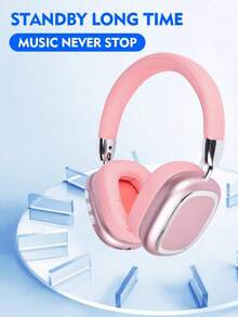 Wireless Bluetooth Headphones With High-Resolution Audio, Foldable And Lightweight Design, Deep Bass, Long-Lasting Earphones, Immersive Bass, USB-C Charging Port, HiFi Stereo, For Work, Gaming, Sports - 粉色 - 查看 2