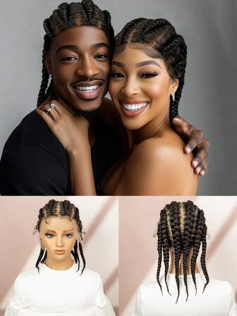 14 Inch Braided Wig, Woven Wig Without Knots, Full Lace Woven Wig, Women's Lace Front Mixed Braided Wig, Unisex, Suitable For Everyday Use