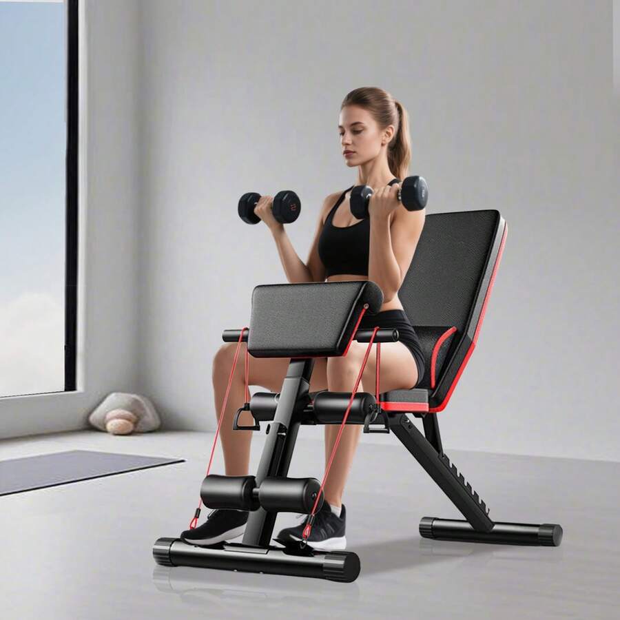 Multifunctional Adjustable Workout Bench, 352LBS Capacity Folding Weight Bench For Dumbbell Press, Sit-Ups, 7-Level Backrest, Home Gym Strength Training Equipment - Black - View 1