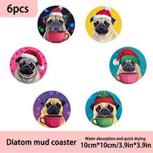 1set/4pcs/6pcs Christmas Snow House Patterned Diatom Mud Coasters, Suitable For Home Decoration, Coffee Shops, Afternoon Tea, Restaurant Decoration, Theme Parties, Daily Decoration, And Can Also Be Given As Christmas Gifts
