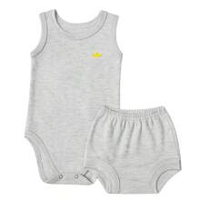 4 Piece Kit: Bodysuit + Diaper Cover, Suede, 100% Cotton, Baby Boy - Màu xanh lam - Xem 5