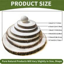 2-4-6片天然木片，乡村风格木环，适用于餐桌装饰、婚礼、派对、DIY、工艺品制作 - 原木色 - 查看 6