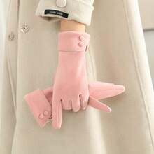 1 Pair Of Warm Suede Winter Gloves - With Touchscreen Lining And Fuzzy Design, Suitable For Outdoor Activities And Commuting, Essential Winter Wear, Warm And Comfortable Touchscreen Gloves Fall Clothes For Women