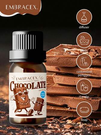 EMBRACEX. 10ml Chocolate Essential Oils Cocoa Aromatherapy Essential Oils Sweet Fragrance Oils Chocolate Car Aromatherapy For Humidifiers Diffusers Candle Making Diffuser Oil Humidifier Fireless Aromatherapy Gifts Women, Mom, Girl Friend Reed Diffuser Oils