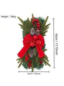 Christmas Wreath Hanging Led Stairs Red Gold Rattan Bow Wreath Pine Cone Decoration Door Hanging Christmas Thanksgiving Party Decor Outdoor Decor XMAS HOHOHO Christmas Partylights Lamp Night Light Led Light Home Decor Christmas Decorations Room Decor Winter