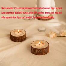 6pcs,Retro Wood-Like Tea Candlestick - Realistic Wood Grain Design, Suitable For Weddings, Birthdays, Christmas, Thanksgiving And Home Decoration. Durable Tabletop Ornament, Anti-Wood Style Candlestick, And Festive Center Decoration