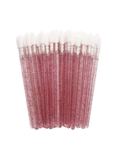 100 件/50 件专业唇刷和睫毛刷 - 高品质一次性闪亮水晶睫毛，超精细微型刷，用于精确睫毛延长涂抹器和温和的化妆清洁剂 - 美容化妆工具