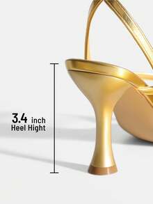 Women Kitten Heel Thong Sandals, Fashion Square Toe Ankle Strap High Heeled Sandals For Wedding Party Casual Wearing - 金色 - 查看 5