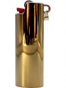 Metal J6 Lighter Cover Reusable Regular Lighters Sleeve Holder With Ring Necklace Accessories (Silver) - Gương Vàng - Xem 7