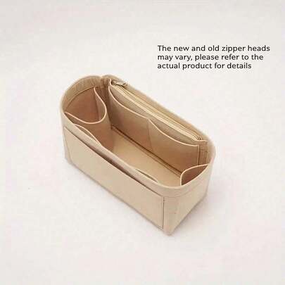 Beige Polyester Handbag Organizer Insert - Multi Compartment Felt Bag For LE Storage Tote Medium-Sized Soft Surface Treatment Hand Washing Or Dry Cleaning Functional Style Accessories School Supplies Fall