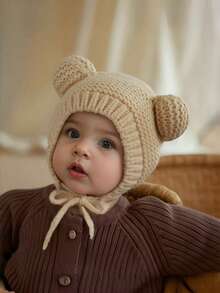 1pc Super Cute Earflap Beanie Hat, Adorable For Toddler Boys And Girls, Autumn/Winter - Knitted Hat - View 2