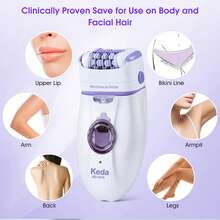 二合一电动无线脱毛器，女士专用，配备剃毛头和脱毛头，可无痛去除面部、比基尼线、腋下、腿部和手部毛发，是男女皆宜的圣诞礼物。 - 紫色 - 查看 6