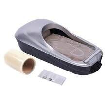 Silver Shoe Film Dispensing Machine With Included Film Roll - Manual Shoe Wrapping System For Retail Stores And Home Protection - Hygienic Footwear Cover Solution For Events, Showrooms And Clean Environments - Silver - View 1