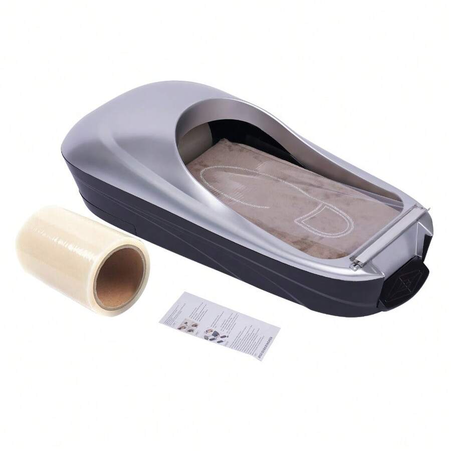 Silver Shoe Film Dispensing Machine With Included Film Roll - Manual Shoe Wrapping System For Retail Stores And Home Protection - Hygienic Footwear Cover Solution For Events, Showrooms And Clean Environments - Silver - View 1