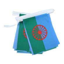 35*59 英寸/1 面旗帜，5.5*8.3 英寸/20 面/20 英尺串旗，罗姆人旗帜，涤纶，单面印刷，适合室内/室外使用 - 非常适合家庭、庭院和花园装饰