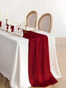 1pc/5pcs Set Burgundy Sheer Table Runner, DIY Sheer Curtain Fabric, Multipurpose For Wedding Party Room Decor, Birthday Decor, Romantic Wedding Ceremony Decor, Table Runner, Outdoor Wedding Decor, Bridal Shower Decor - Burgundy - View 7