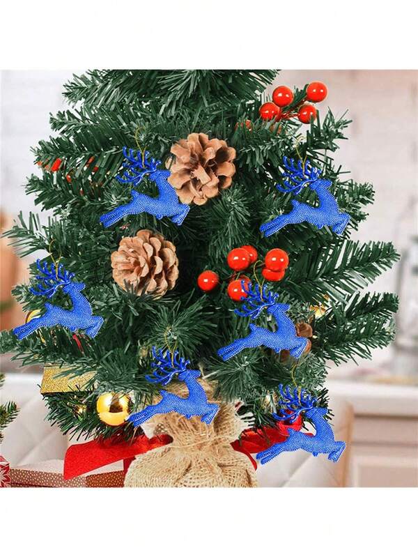 6PCS Christmas Tree Hanging Decoration Fawn, Christmas Deer Hanging Ornaments, Holiday Party Dress Up, Scene Decoration, Room Decoration, Home Decoration, Office Decoration, Theme Party Decoration, Christmas Decorations