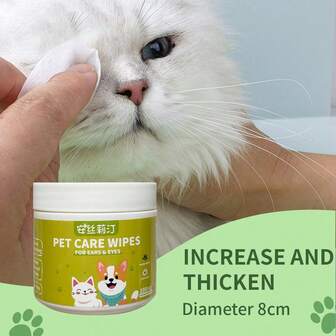 Lingettes pour les yeux des chiens et des chats, agrandissent et épaississent les lingettes humides, d'un diamètre de 8 centimètres - retirent délicatement les taches de larmes, les débris oculaires, les sécrétions, les lingettes de toilettage et de désodorisation pour les yeux, les rides, le visage - 100 pièces
