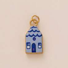 1 pezzo Ciondolo semplice e carino in acciaio inossidabile a forma di casa con fiore, arco e ciliegia, adatto per realizzare collane, bracciali, orecchini, portachiavi, catene per borse, fibbie per merletti, accessori gioiello da donna, accessori fai-da-te