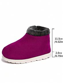 Damen Weinrot Modische Schneestiefel, flache warme Winterschuhe, kurze Winterstiefel