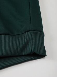 男士字母印花拼接套头四分之一拉链卫衣，休闲宽松圆领长袖卫衣，时尚春秋轻薄上衣