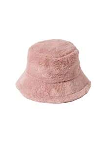 1pc Unisex Solid Color Faux Fur Bucket Hat, Casual Warm Outdoor Versatile Bucket Hat Suitable For Daily Use, Autumn - Solid Color - View 7