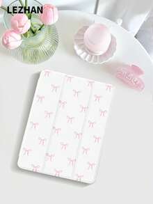 Bow-Knot 1pc Bow Print Flat Protective Case, Compatible With IPad 10.2", IPad Pro 11" 2021/2020/10th Gen, IPad Mini 4/5/6, Galaxy Tab A8 10.5" 2022, Matepad 10.4/Tab, With Pencil Slot, Anti-Fall, Tablet Stand Case - Multicolor - View 5